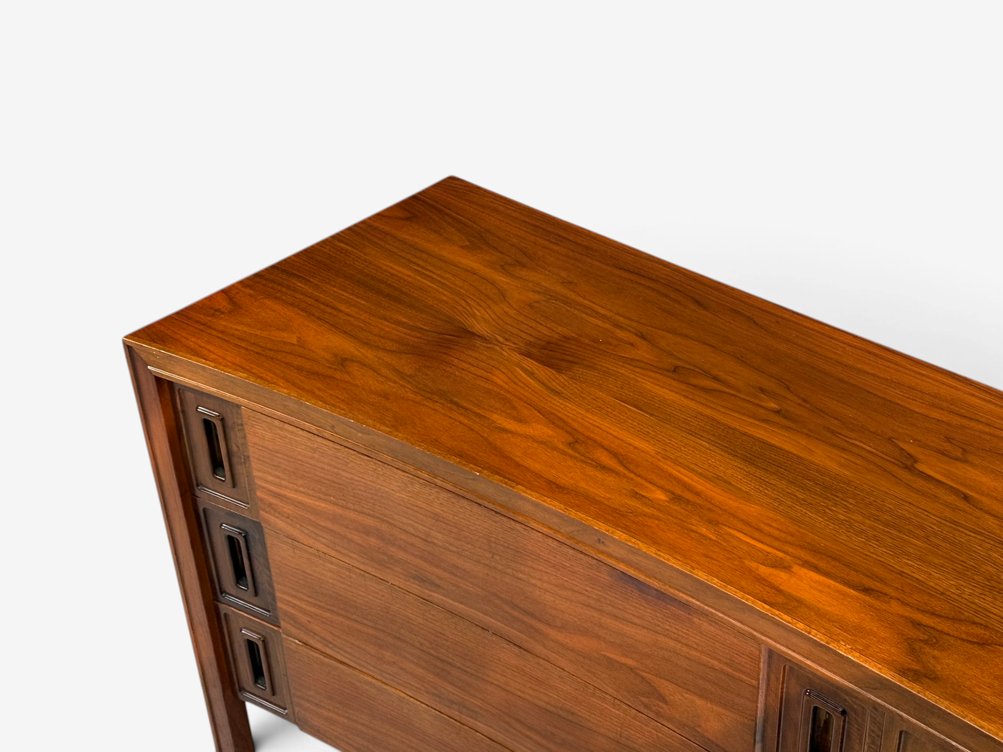 Edmond Spence, Concave Dresser, Stained Wood, Brass, Sweden, 1950s