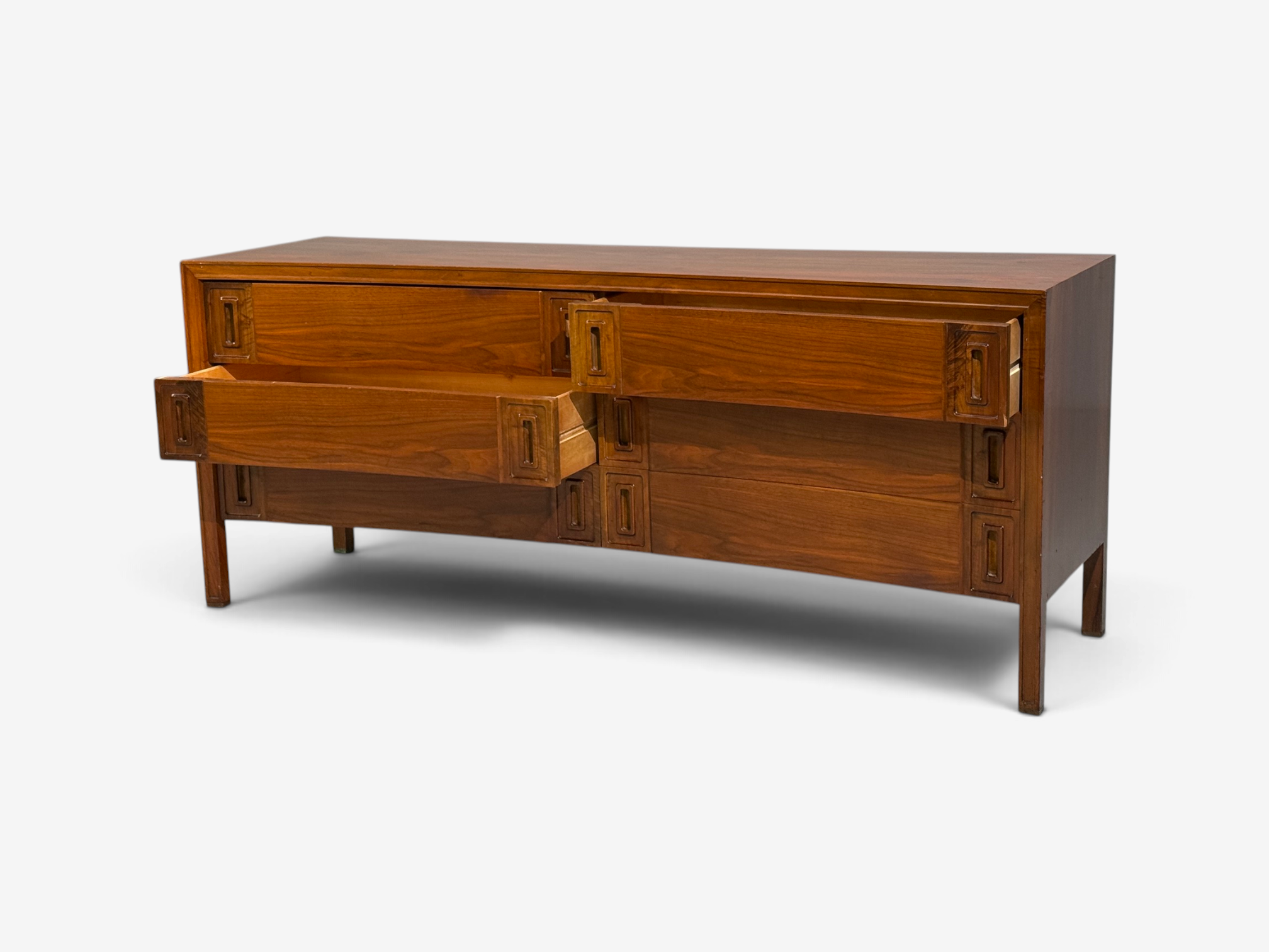 Edmond Spence, Concave Dresser, Stained Wood, Brass, Sweden, 1950s
