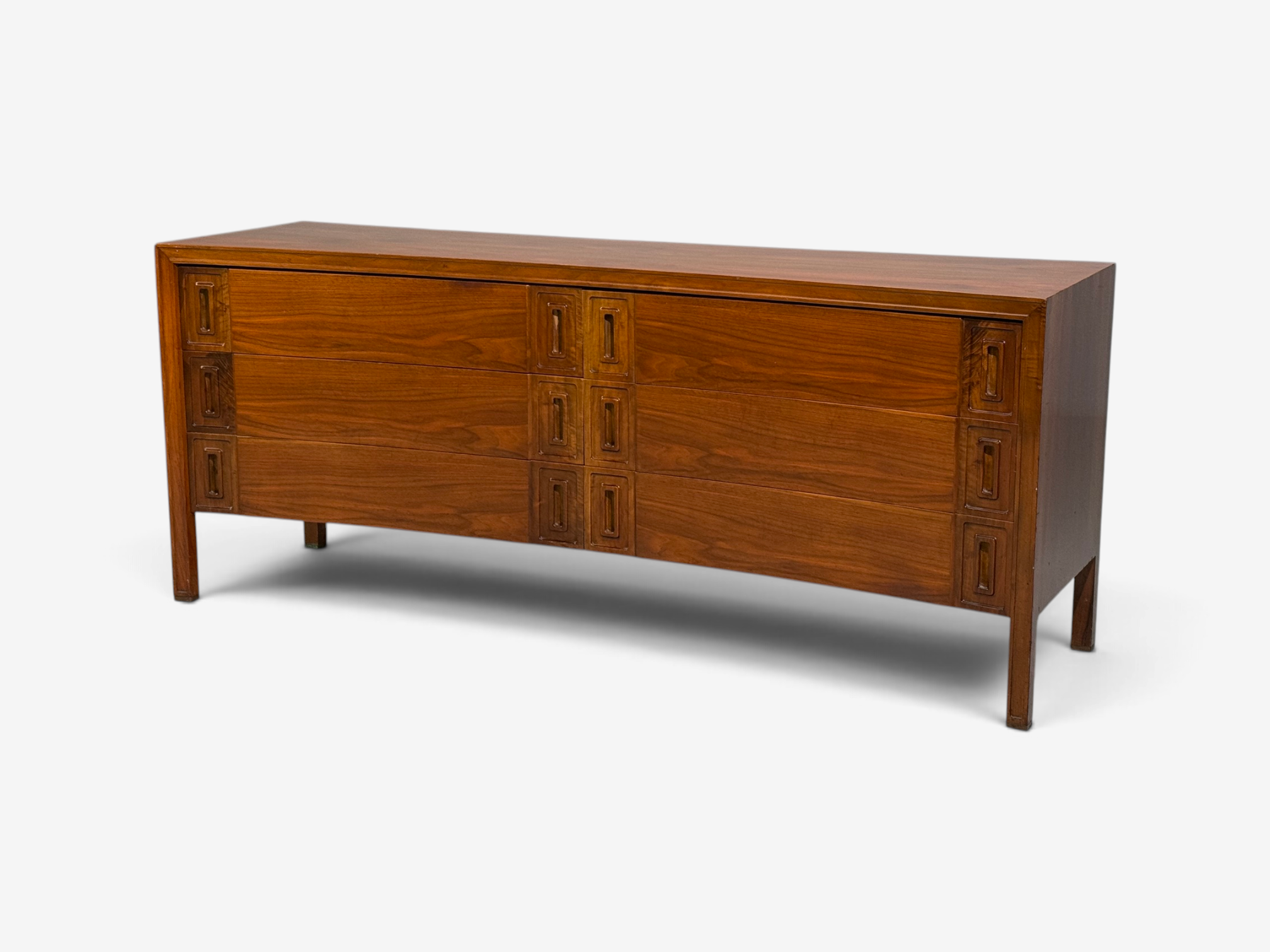 Edmond Spence, Concave Dresser, Stained Wood, Brass, Sweden, 1950s
