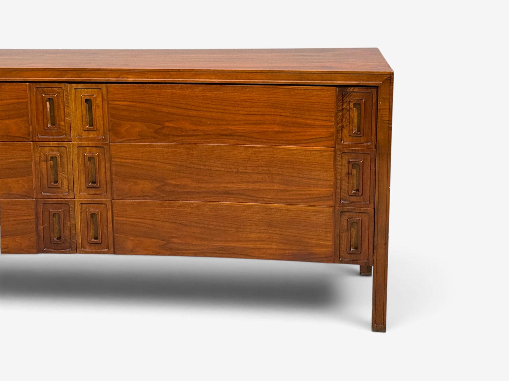 Edmond Spence, Concave Dresser, Stained Wood, Brass, Sweden, 1950s
