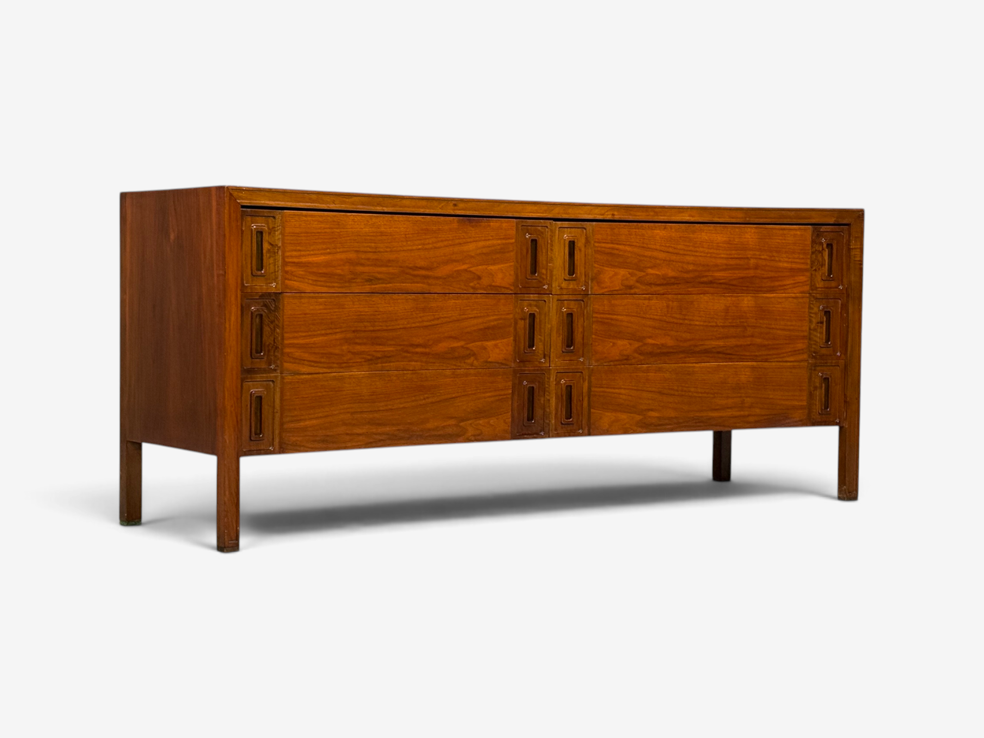 Edmond Spence, Concave Dresser, Stained Wood, Brass, Sweden, 1950s