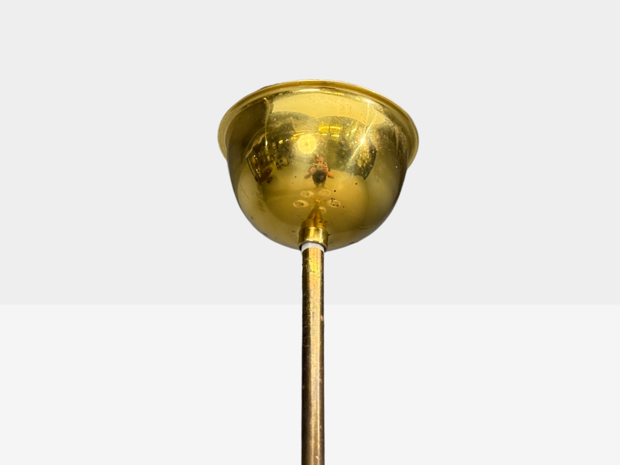 Swedish Modern, Pendant Light, Brass, Fabric, Sweden, 1950s