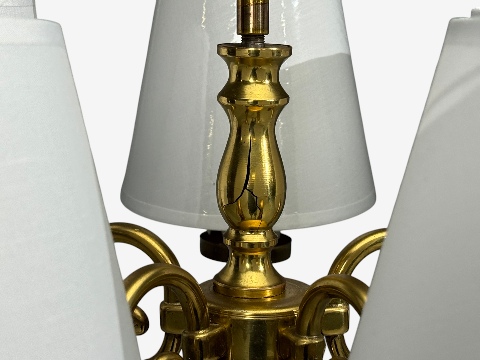 Swedish Modern, Pendant Light, Brass, Fabric, Sweden, 1950s