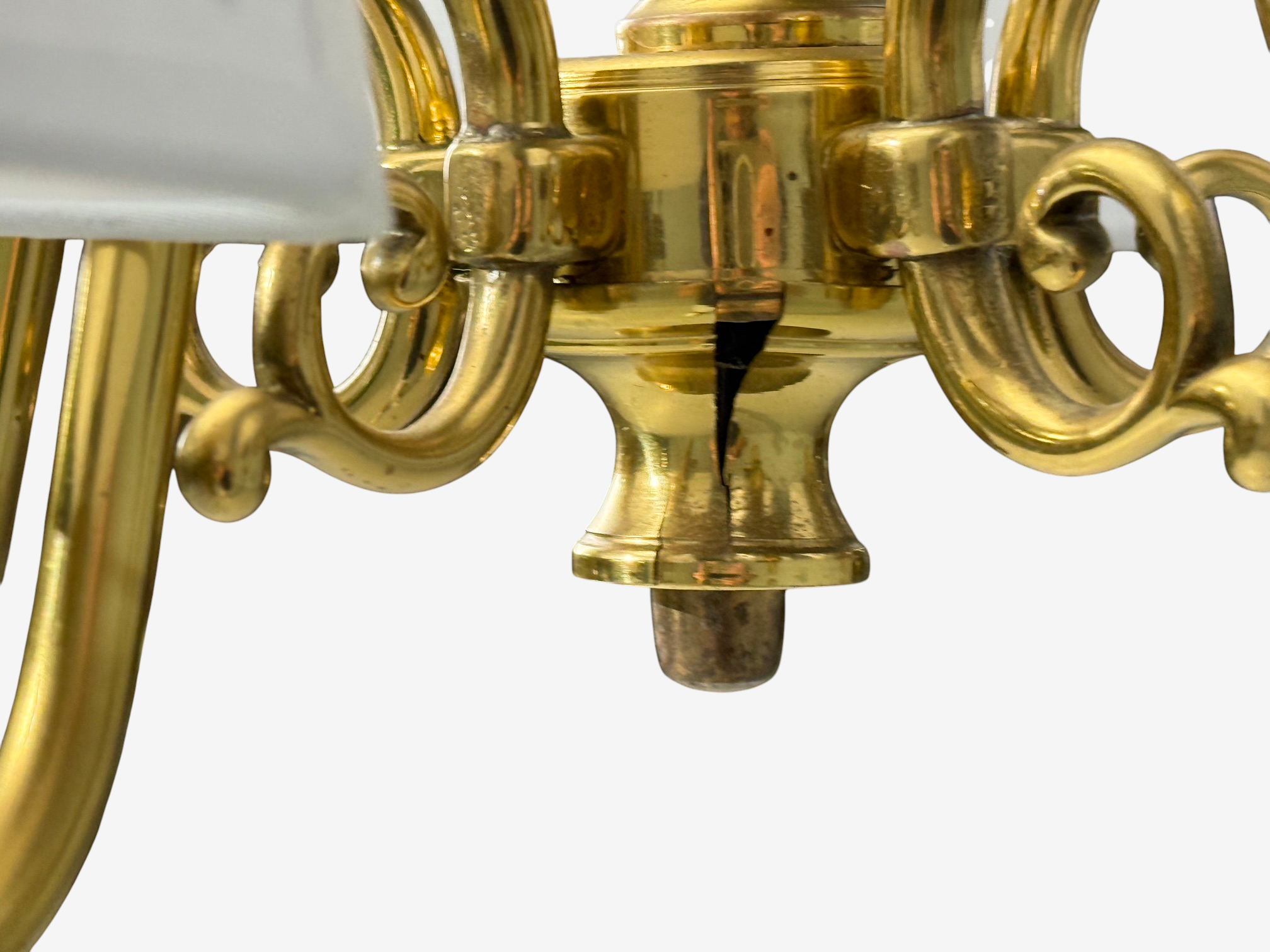 Swedish Modern, Pendant Light, Brass, Fabric, Sweden, 1950s