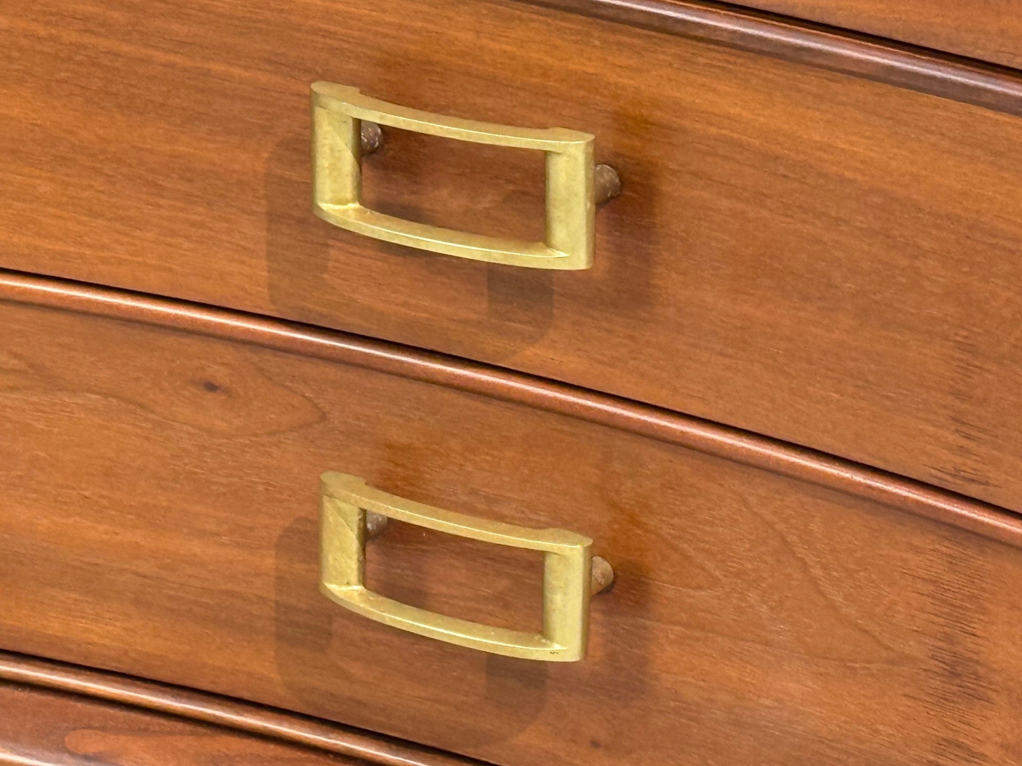 Paul Frankl, John Stuart, Concave Nightstands, Walnut, Brass, USA, 1950s