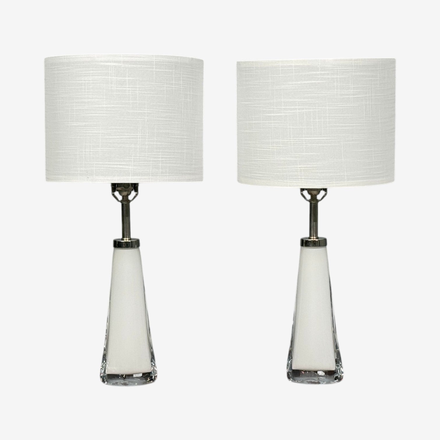 Carl Fagerlund, Swedish Modern, Table Lamps, White Glass, Sweden, 1960s