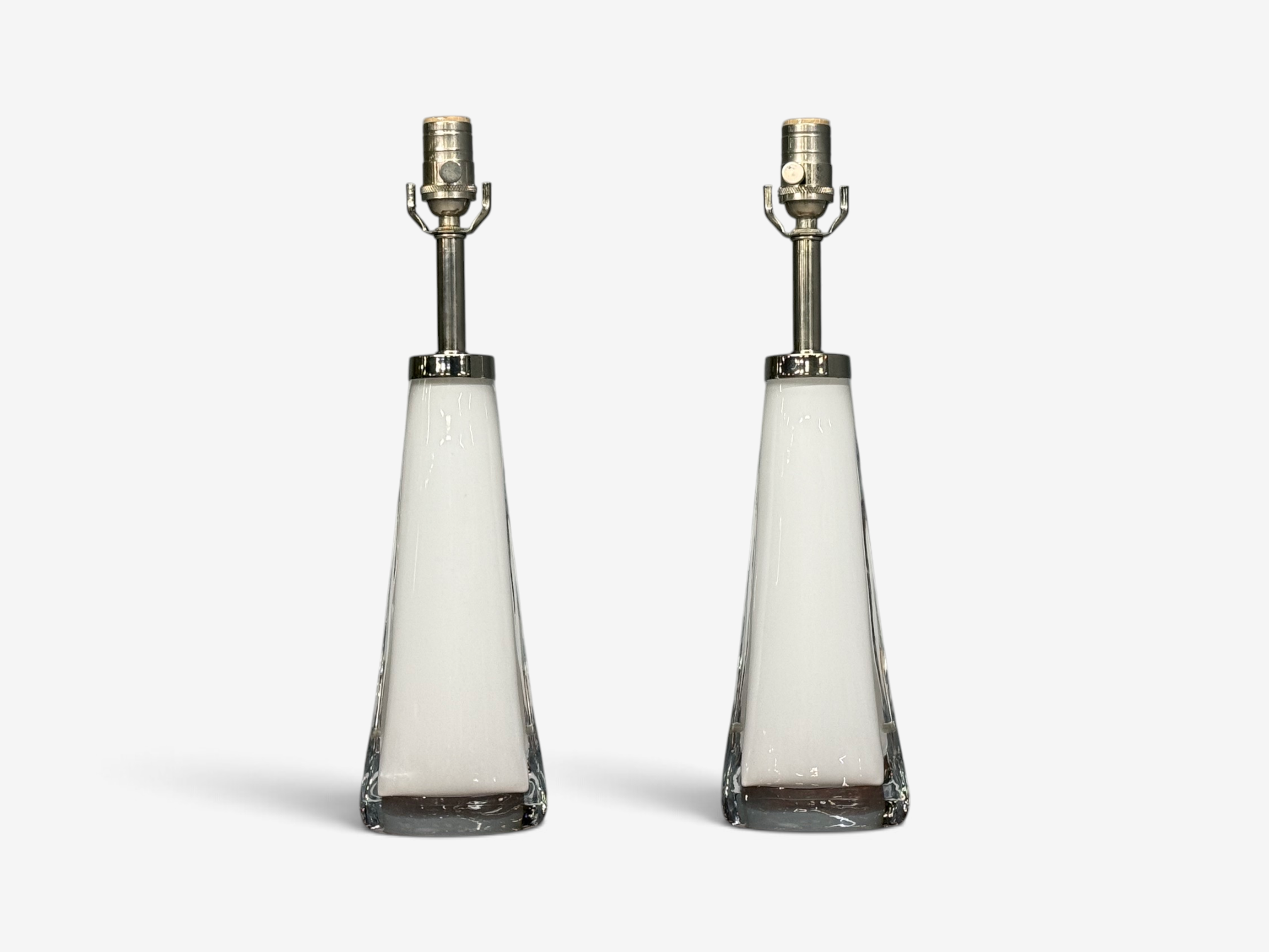 Carl Fagerlund, Swedish Modern, Table Lamps, White Glass, Sweden, 1960s