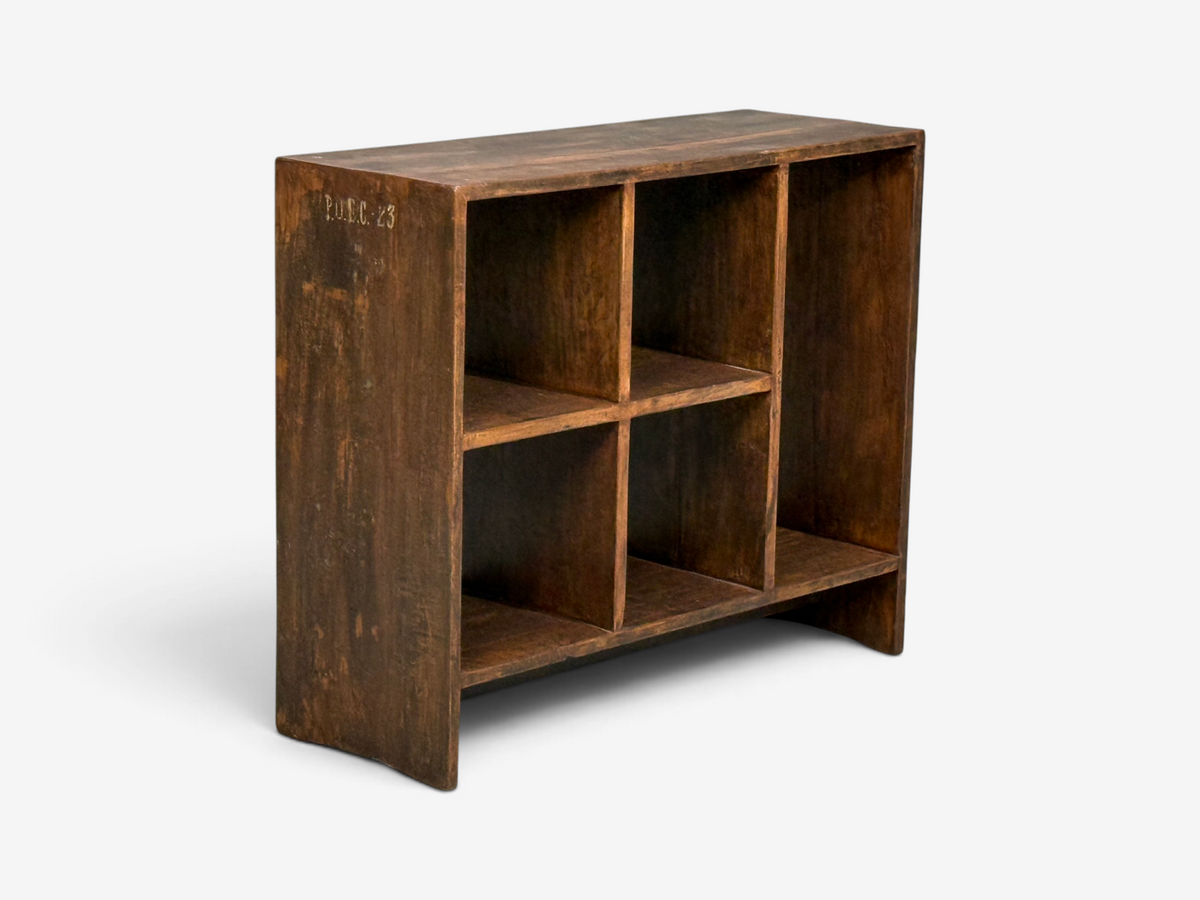 Pierre Jeanneret, 5-Hole File Rack or Bookcase, Teak, Chandigarh, 1960s