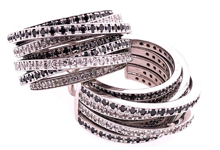 Allegra de Grisogono Style White and Colored Enhanced Black Diamond Earrings