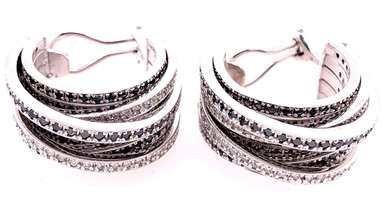 Allegra de Grisogono Style 14 Karat White Gold Eight-Row Mix Tiered White and Colored Enhanced Black Diamond Earrings