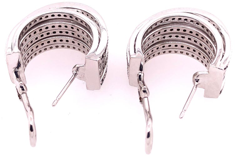 Allegra de Grisogono Style 14 Karat White Gold Eight-Row Mix Tiered White and Colored Enhanced Black Diamond Earrings