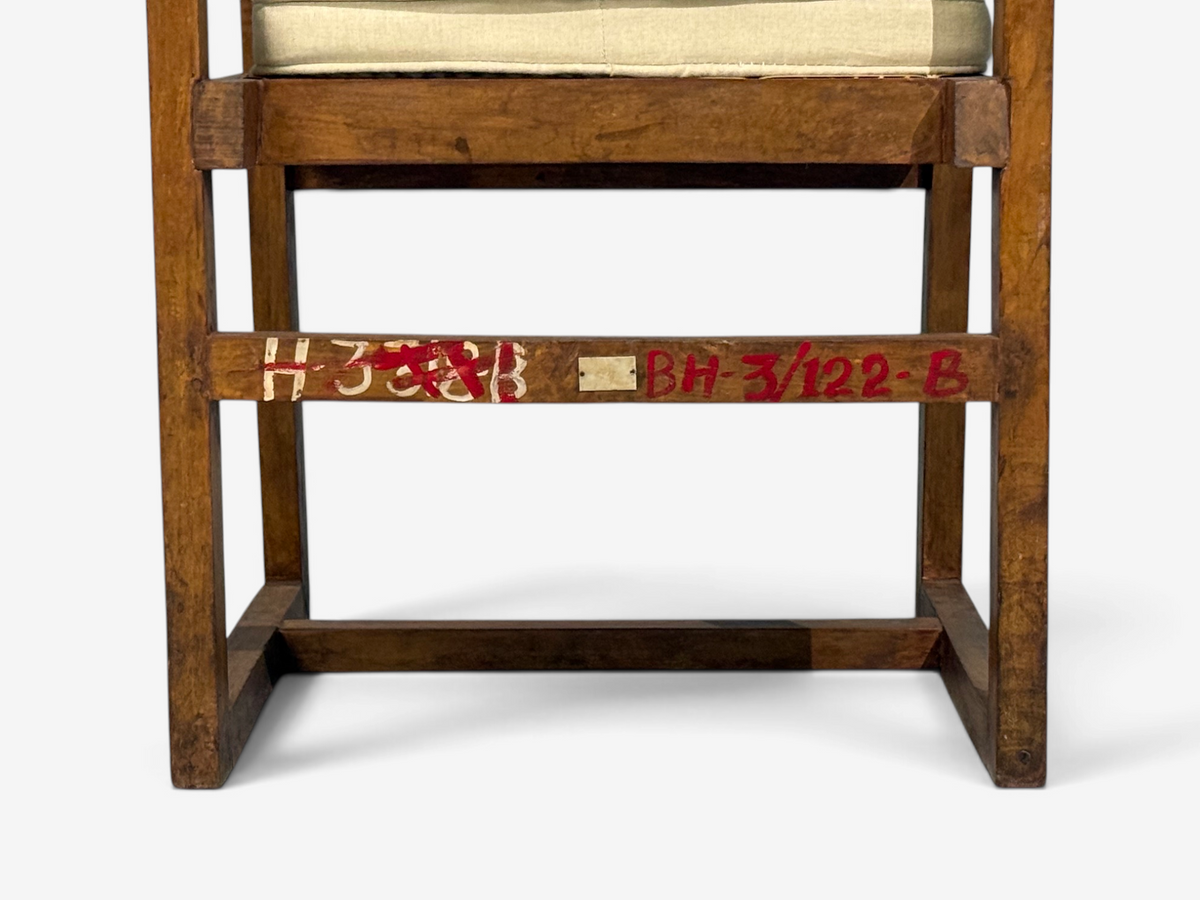 Pierre Jeanneret, 'Box' Armchair, Teak, Cane, Chandigarh, India, 1960s