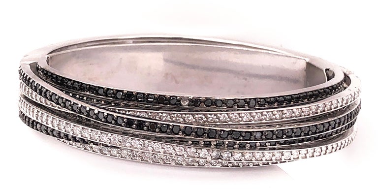 Allegra de Grisogono White Gold Eight-Row Mix Tiered White and Colored Enhanced Black Diamond Bangle