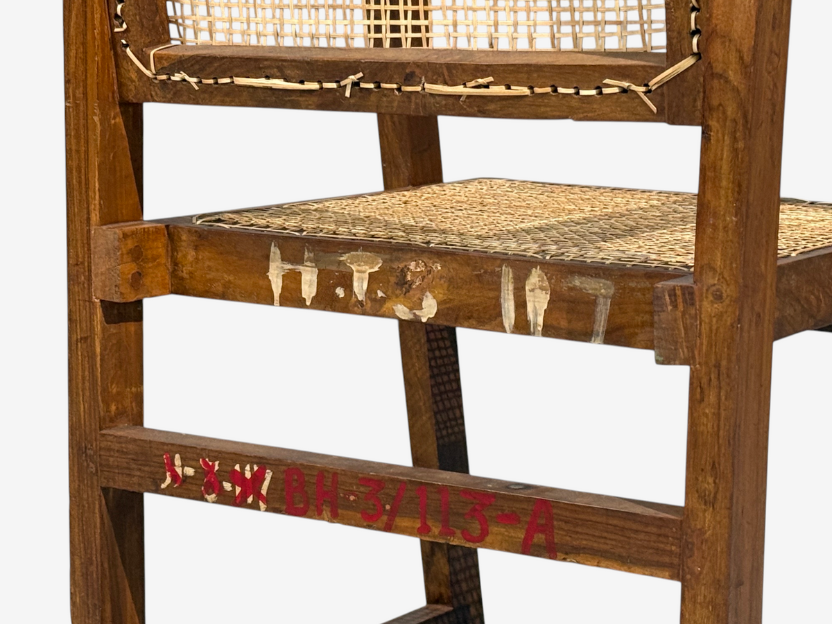 Pierre Jeanneret, Six Dining Chairs, Teak, Cane, Chandigarh, India, 1960s