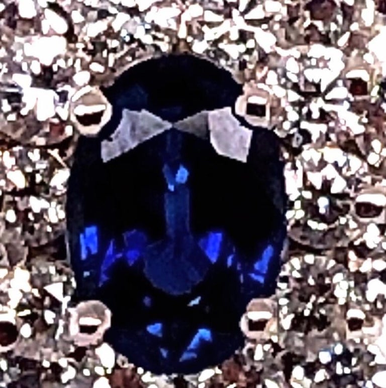 18 Karat White Gold Sapphire and Diamond Cluster Earrings