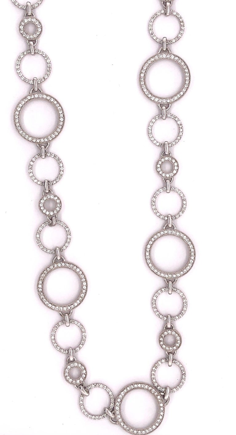 14 Karat White Gold and Diamond Necklace with 6.5ct Total Diamond Weight