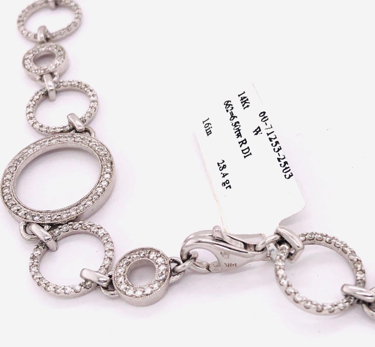 14 Karat White Gold and Diamond Necklace with 6.5ct Total Diamond Weight
