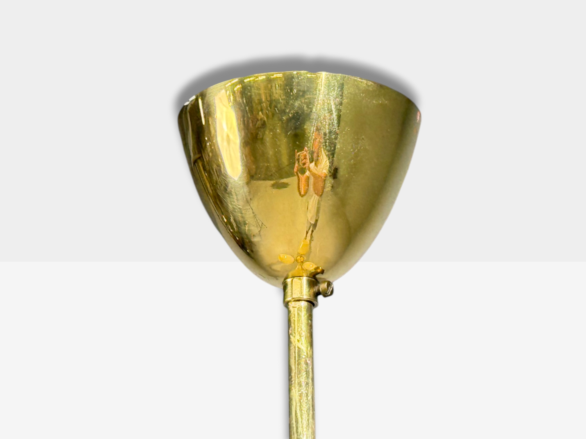 Itsu, Finnish Modern, Snowflake Chandelier, Brass, Glass, Finland, 1950s
