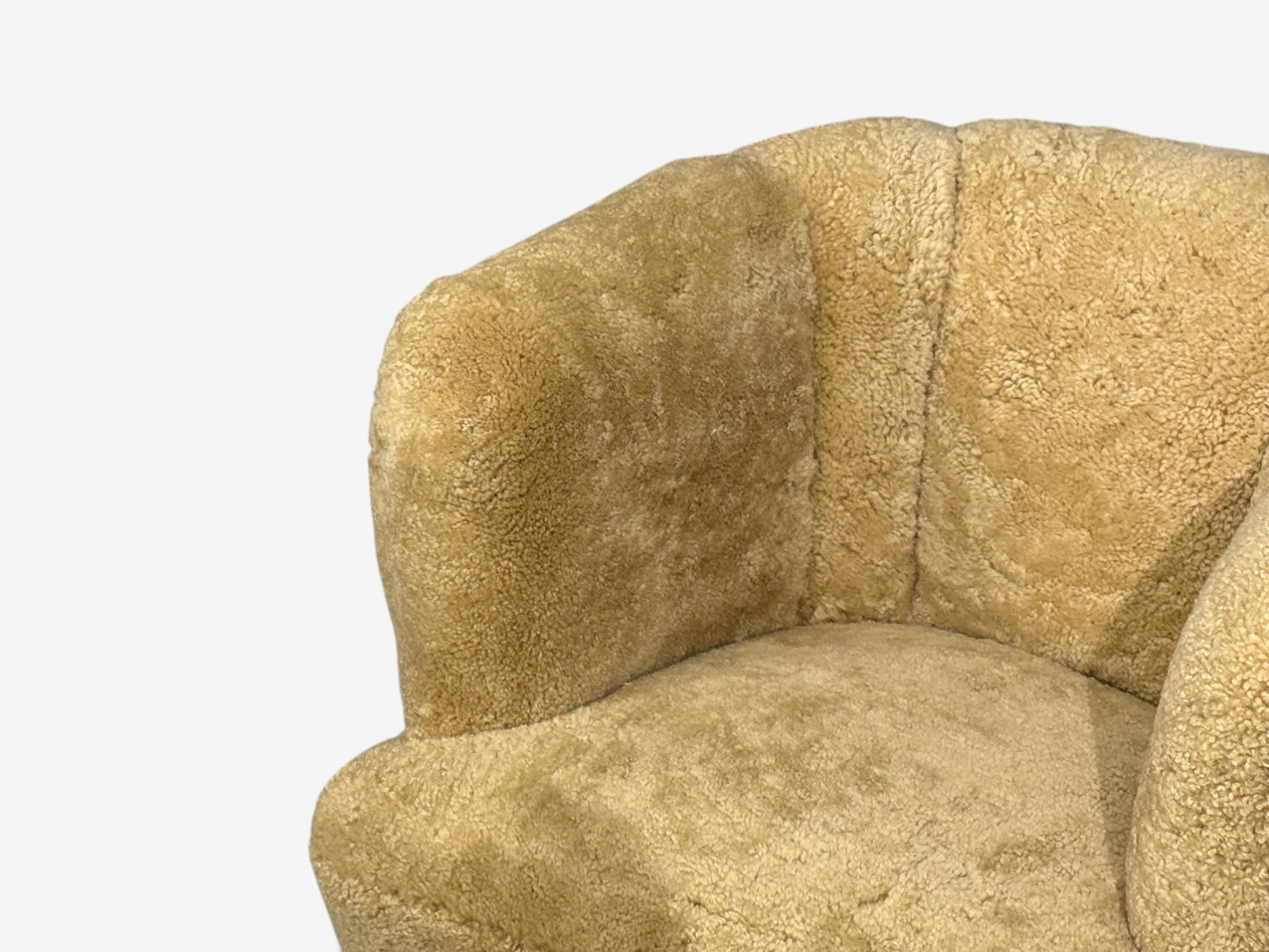 Danish Modern, Banana Style Tub Chair, Beech, Honey Sheepskin, Denmark, 1930s