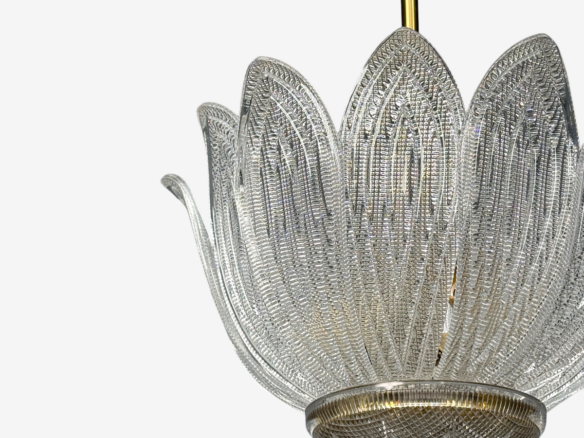 Carl Fagerlund, Tulip Chandelier, Molded Glass, Brass, Sweden, 1960s