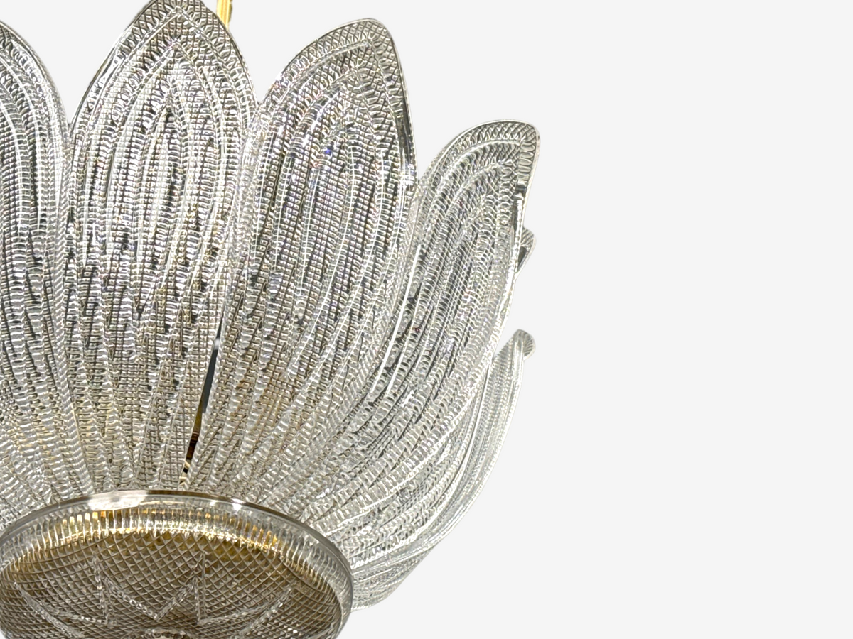 Carl Fagerlund, Tulip Chandelier, Molded Glass, Brass, Sweden, 1960s