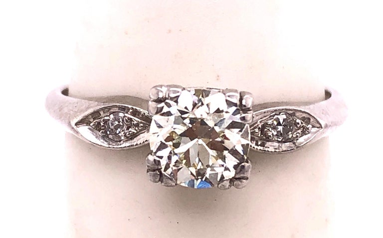 Platinum Engagement Ring .80 Total Diamond Weight