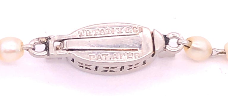 Tiffany & Co. White Gold Beaded Pearl Necklace with Diamonds and Large Briolette