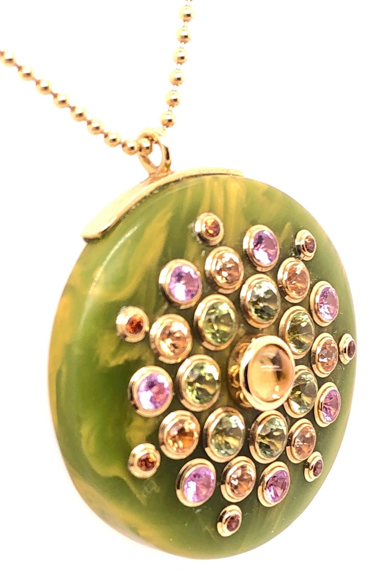 Mark Davis 18Kt Yellow Gold Necklace with Jeweled Pendant