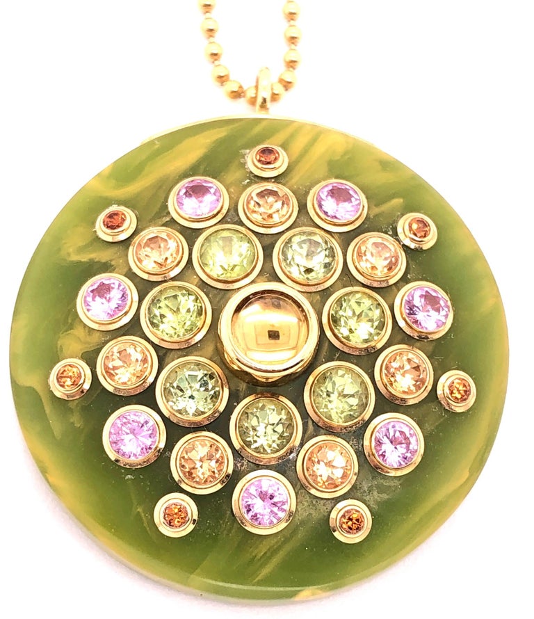 Mark Davis 18Kt Yellow Gold Necklace with Jeweled Pendant