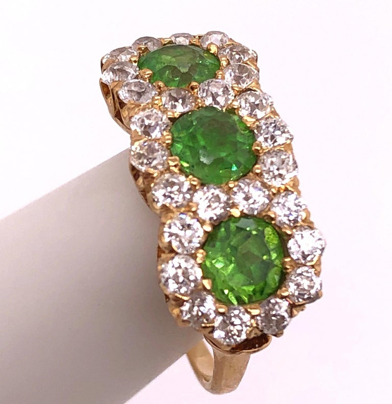 Three-Stone Emerald and Diamond Modern Ring