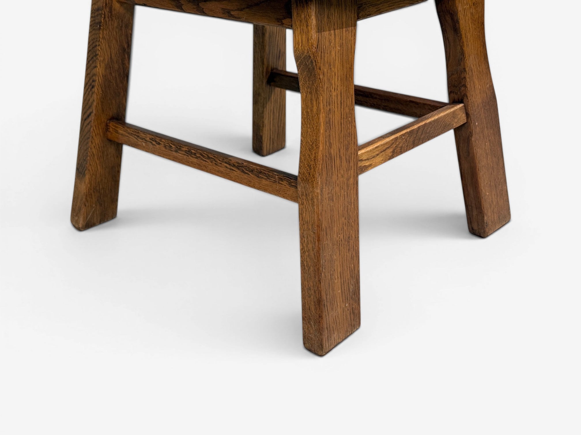 Belgian Modern, Six Brutalist Dining Chairs, Oak, Belgium, 1970s