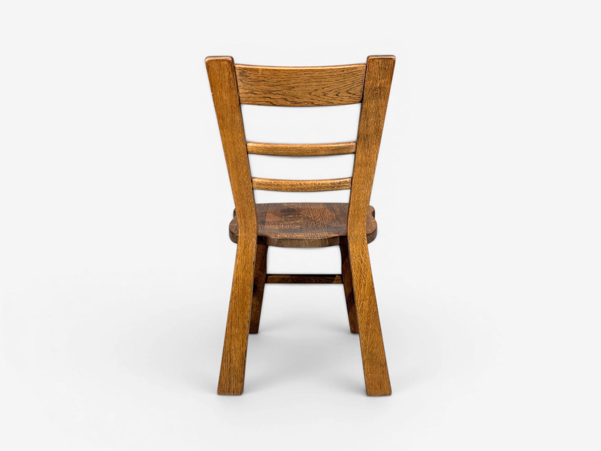 Belgian Modern, Six Brutalist Dining Chairs, Oak, Belgium, 1970s