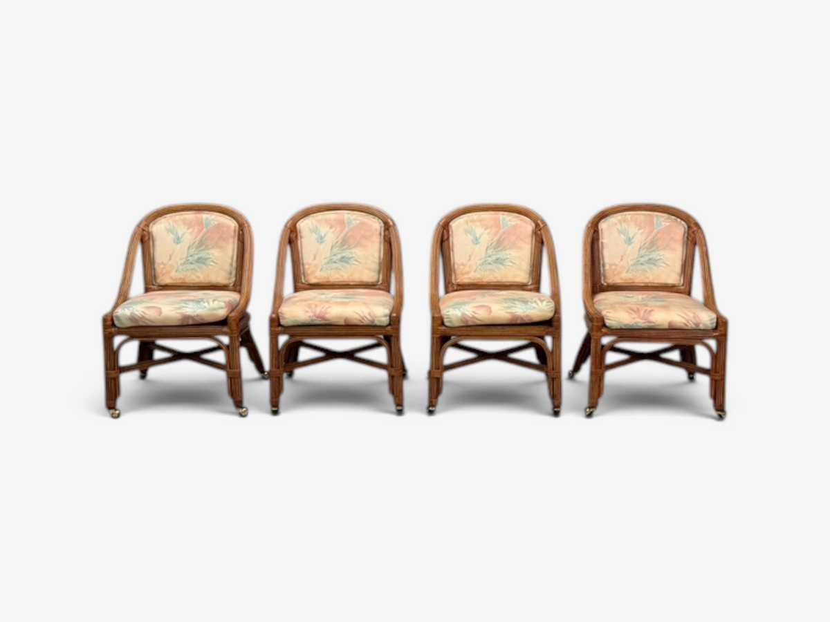 Henry Link, Dining Table and Four Chairs, Bamboo, Fabric, Philippines, 1980s