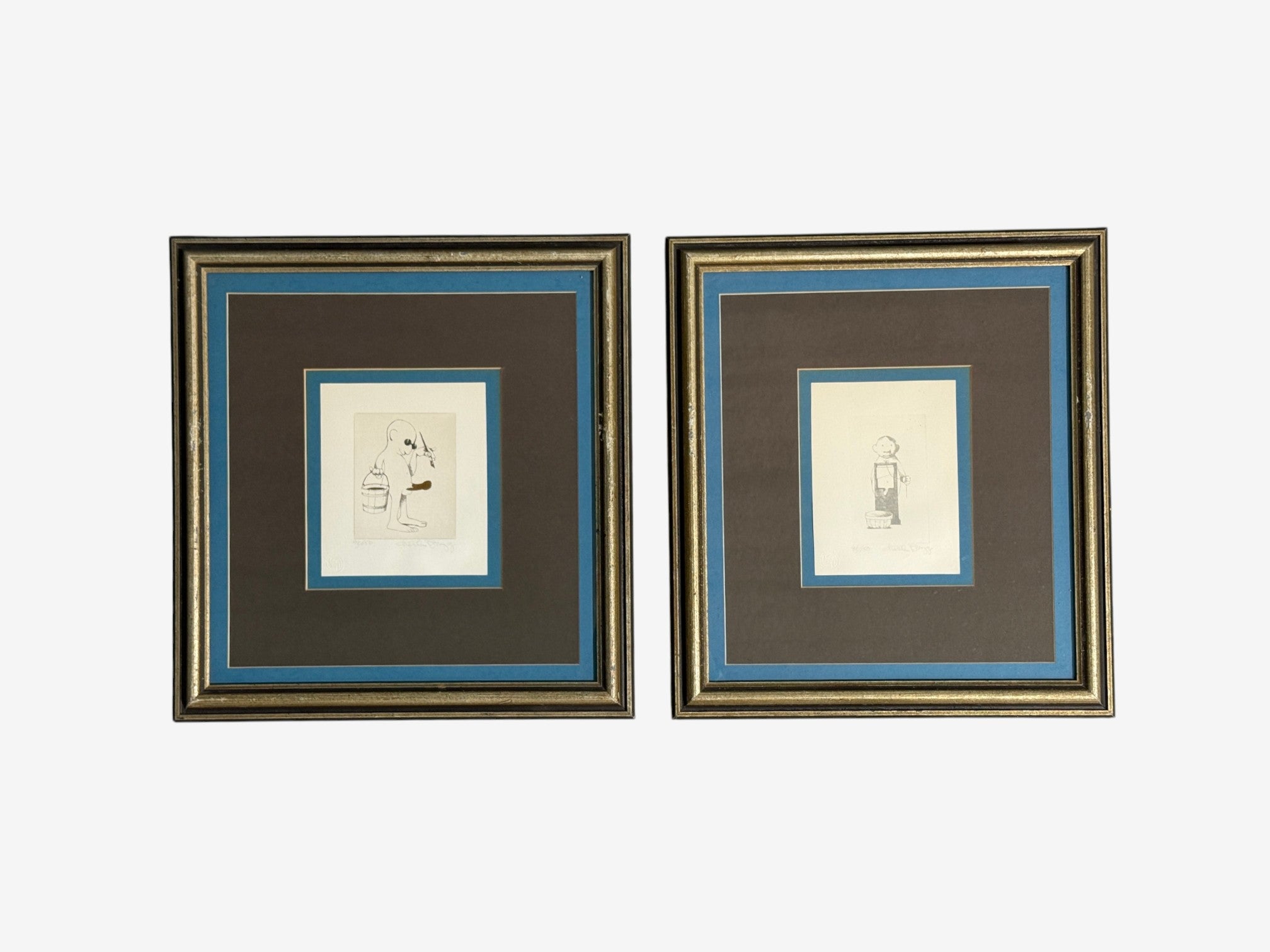 Charles Bragg, Two Etchings, Nasty Series, Signed and Stamped, American, 20th c.