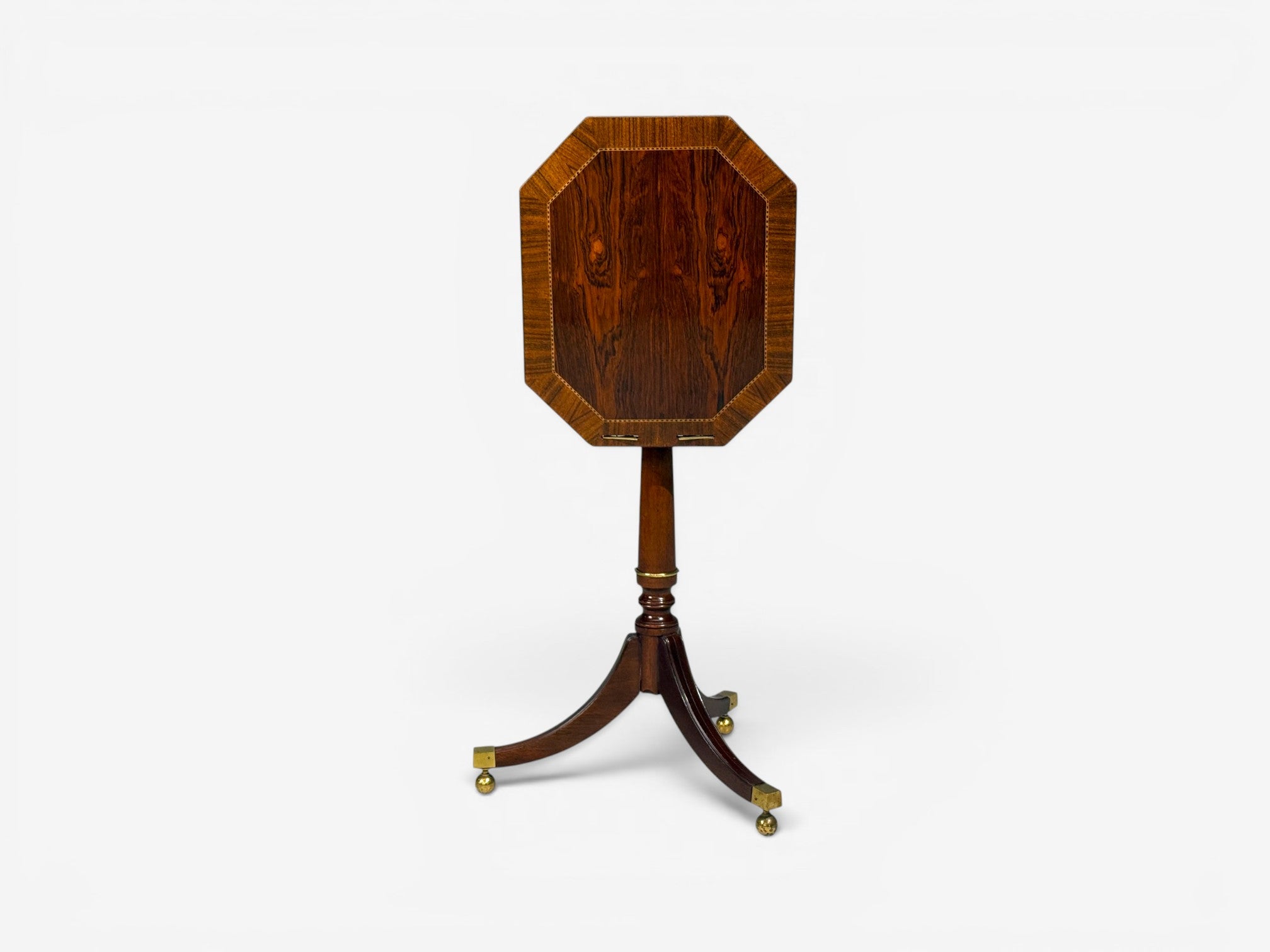 Baker Furniture, Tilt-Top End Table, Mahogany, Rosewood, Brass, USA, 1970s