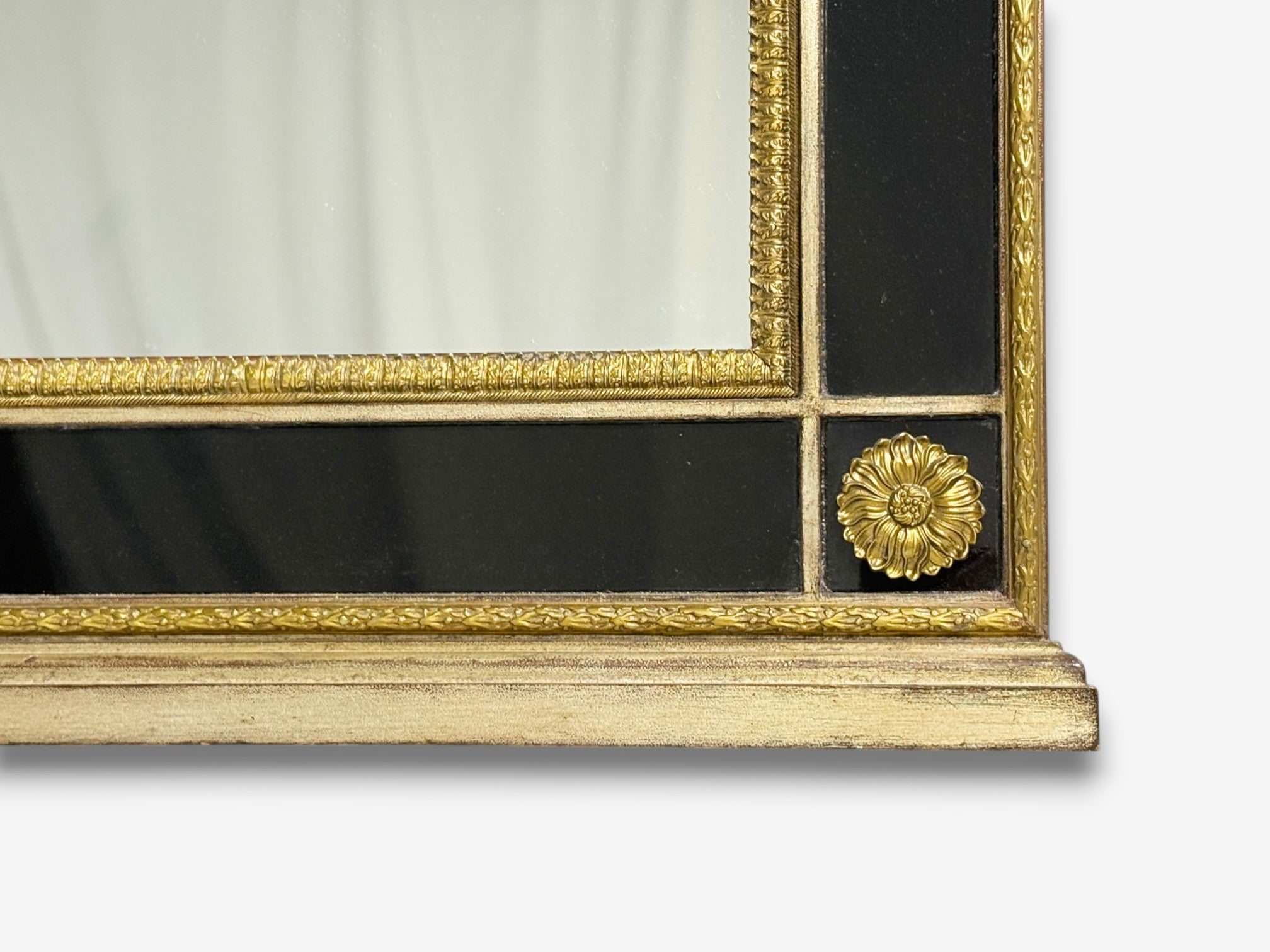 Theodore Alexander, Queene Anne Style, Wall Mirror, Black Glass, Gilt Metal