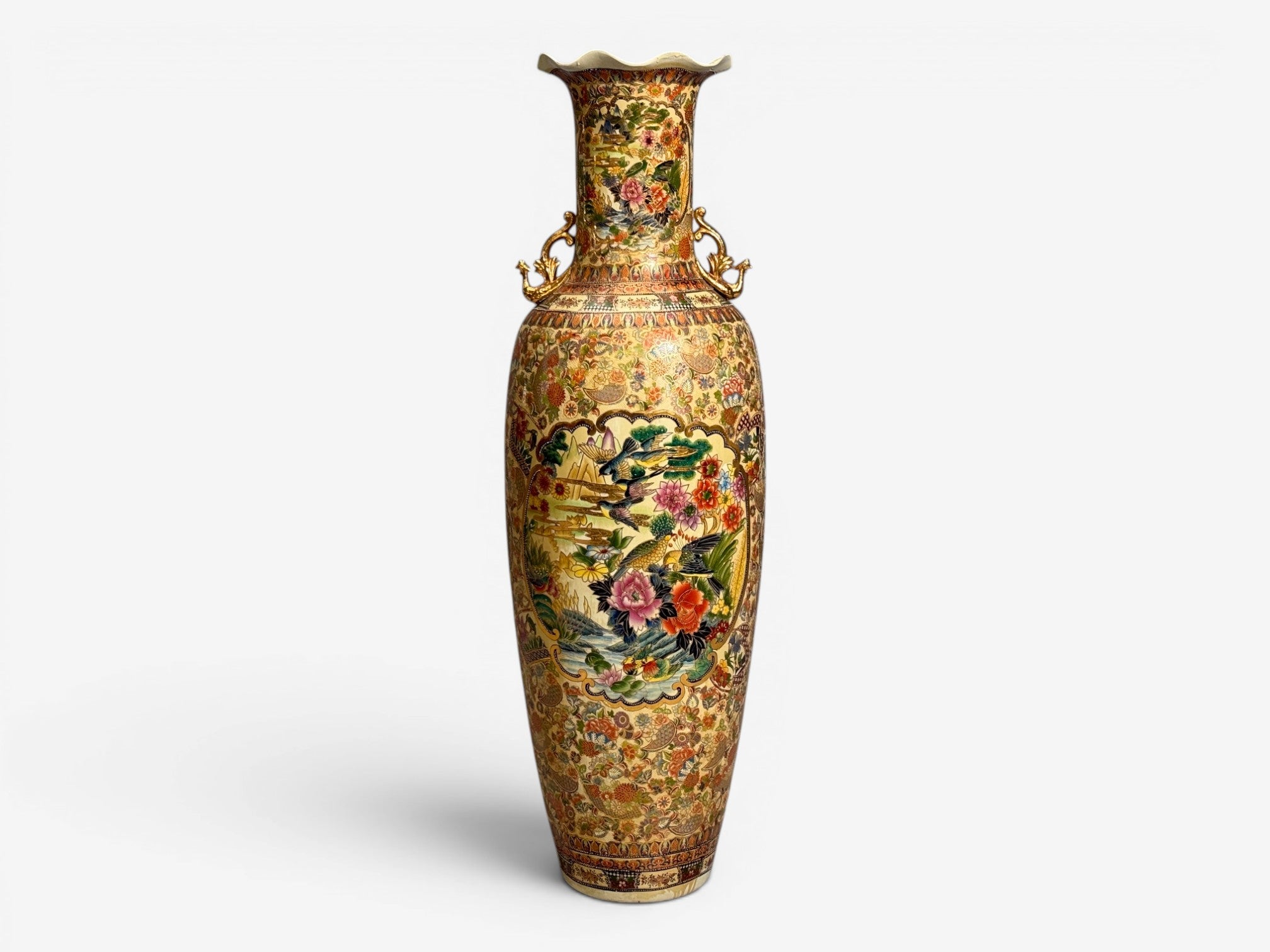 Chinese Rose Medallion, Monumental Floor Vase, Porcelain, Gilt, China, 20th c.