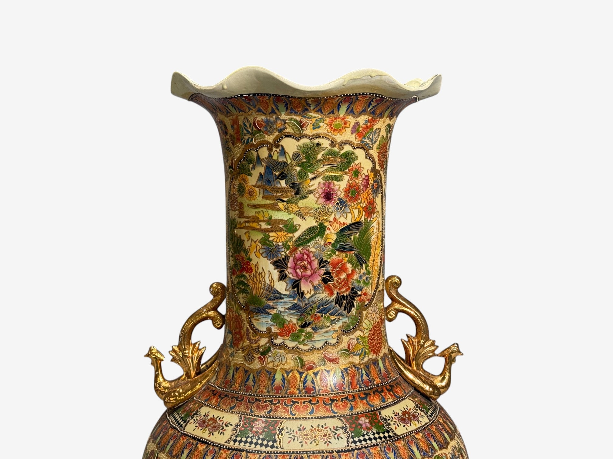 Chinese Rose Medallion, Monumental Floor Vase, Porcelain, Gilt, China, 20th c.