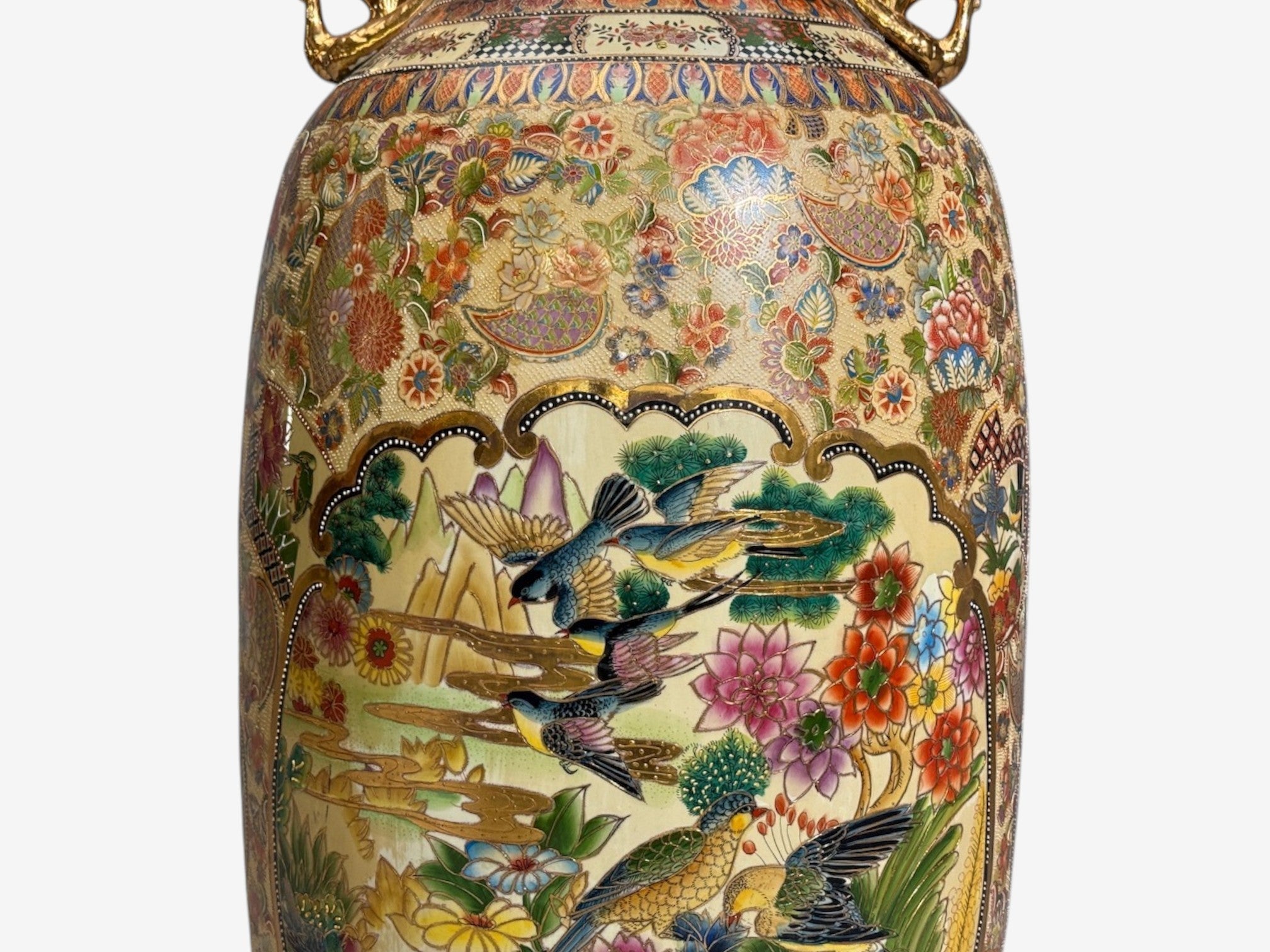 Chinese Rose Medallion, Monumental Floor Vase, Porcelain, Gilt, China, 20th c.