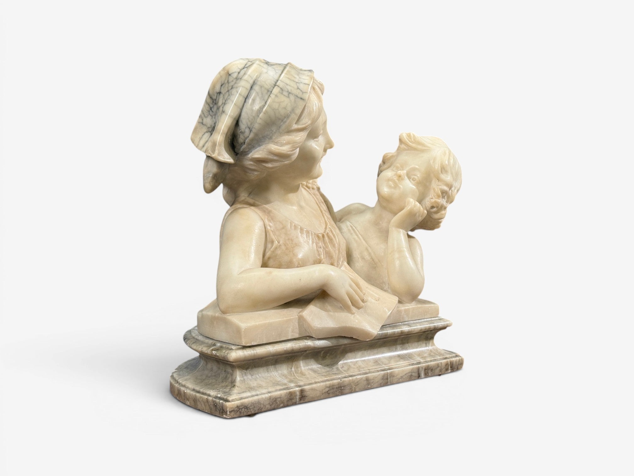 Neoclassical, Marble Statue, Mother and Daughter, France, 1910s