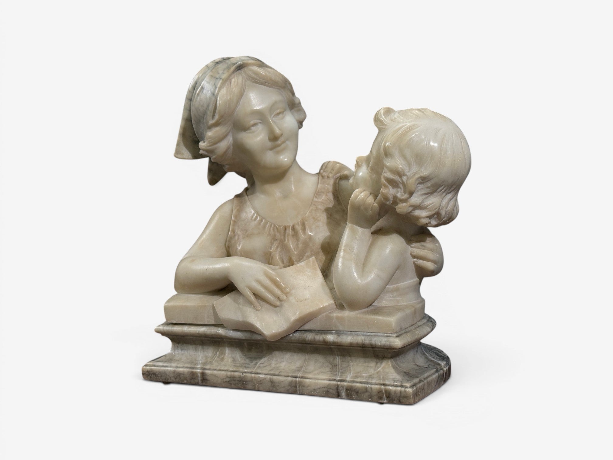 Neoclassical, Marble Statue, Mother and Daughter, France, 1910s