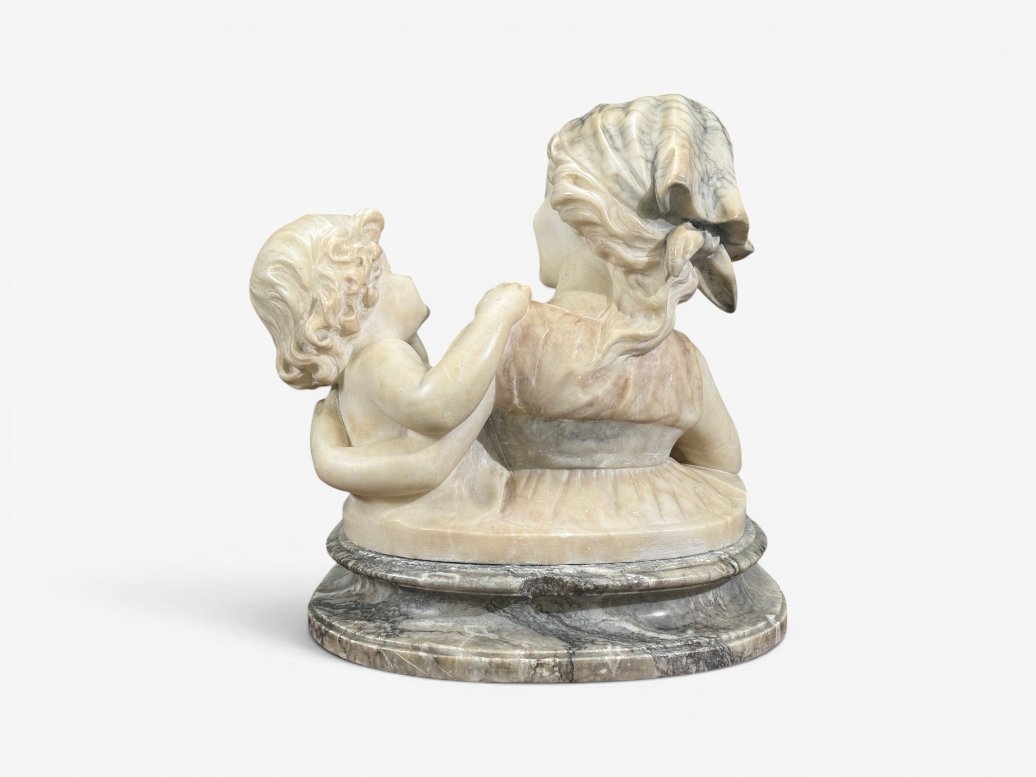 Neoclassical, Marble Statue, Mother and Daughter, France, 1910s