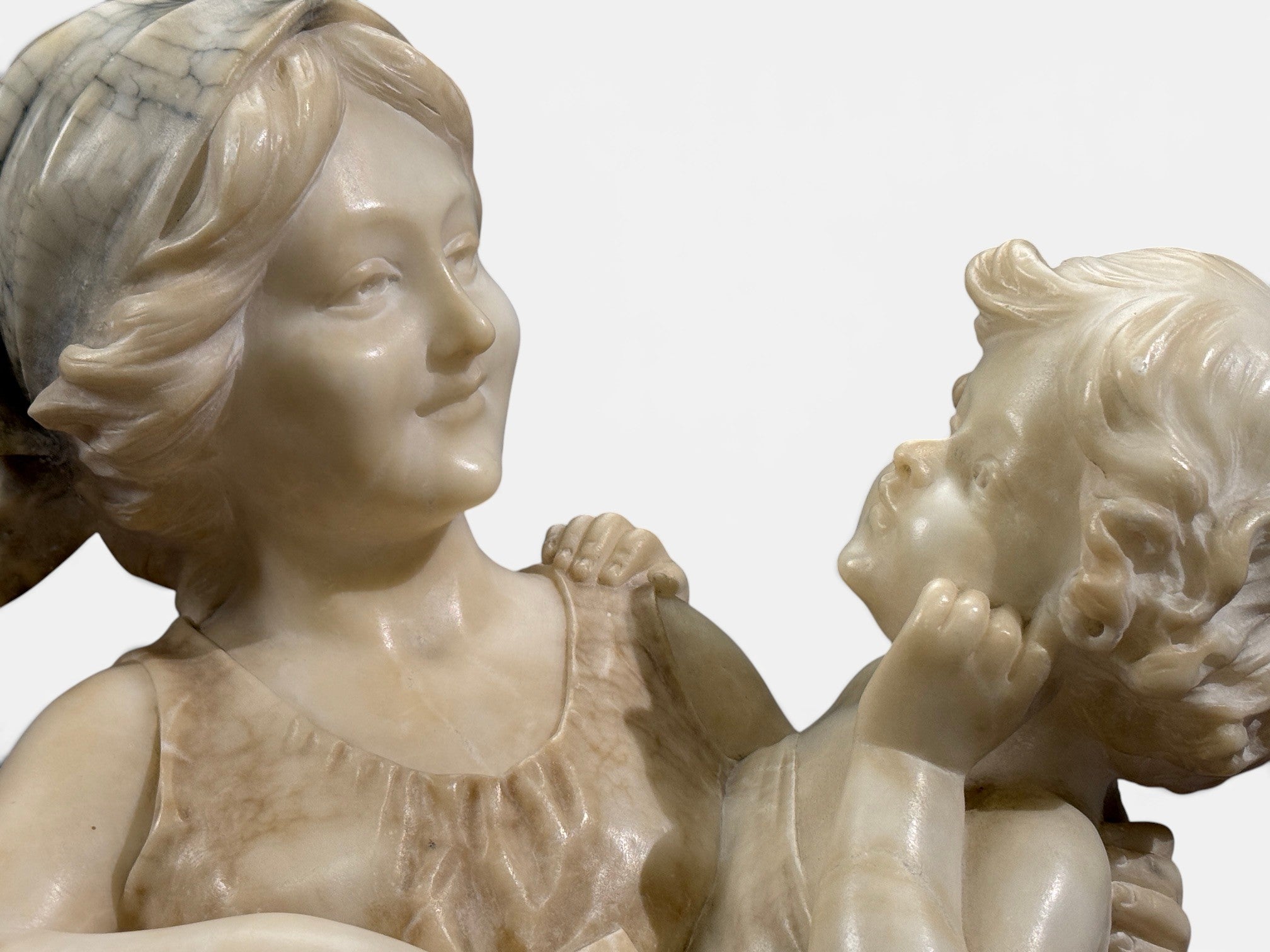 Neoclassical, Marble Statue, Mother and Daughter, France, 1910s