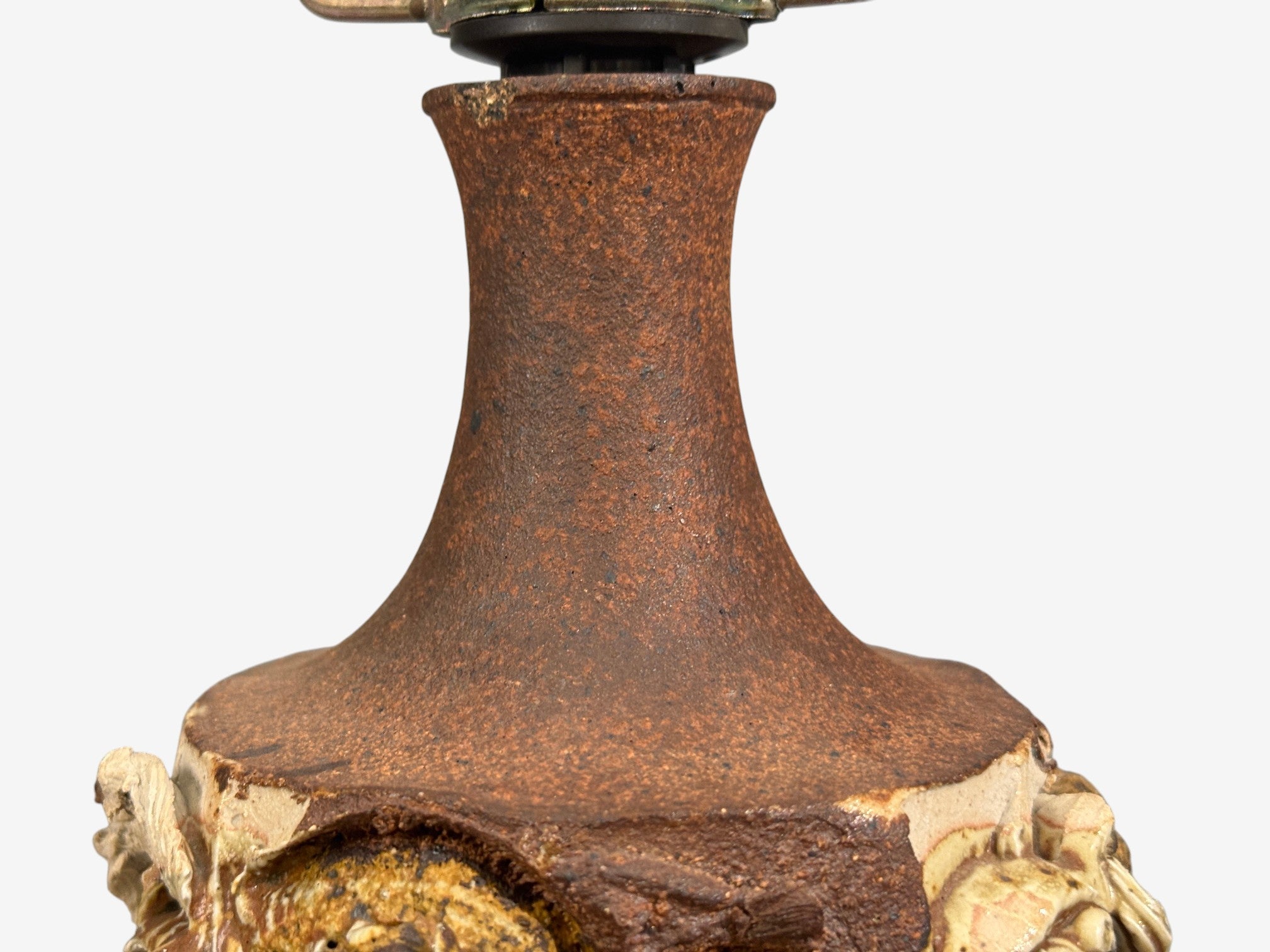 Bodil Marie Nielsen, Large Brutalist Table Lamp, Brown Stoneware, Denmark, 1960s