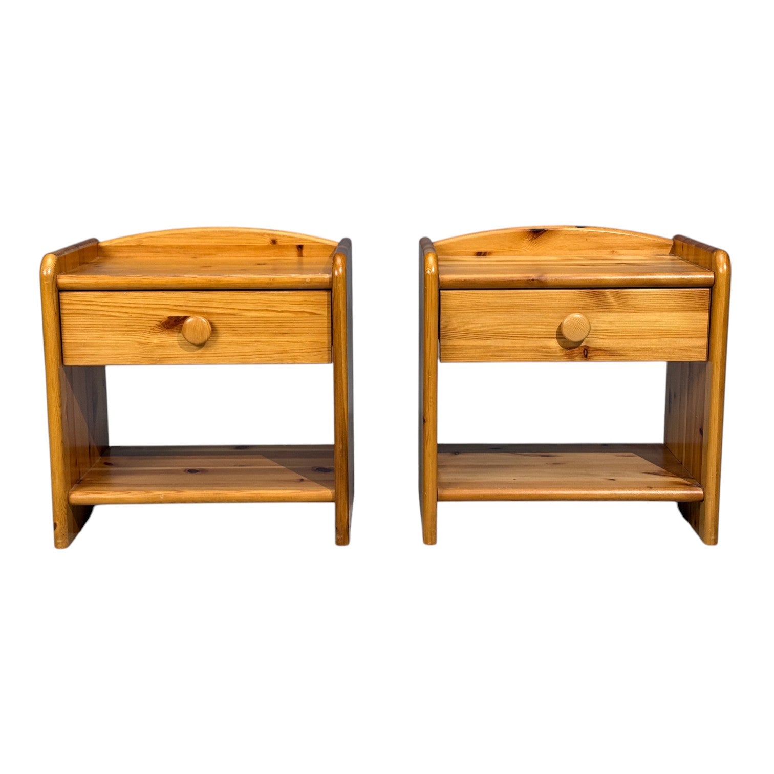 Swedish Modern, Bedside Tables, Knotty Pine, Sweden, 1960s