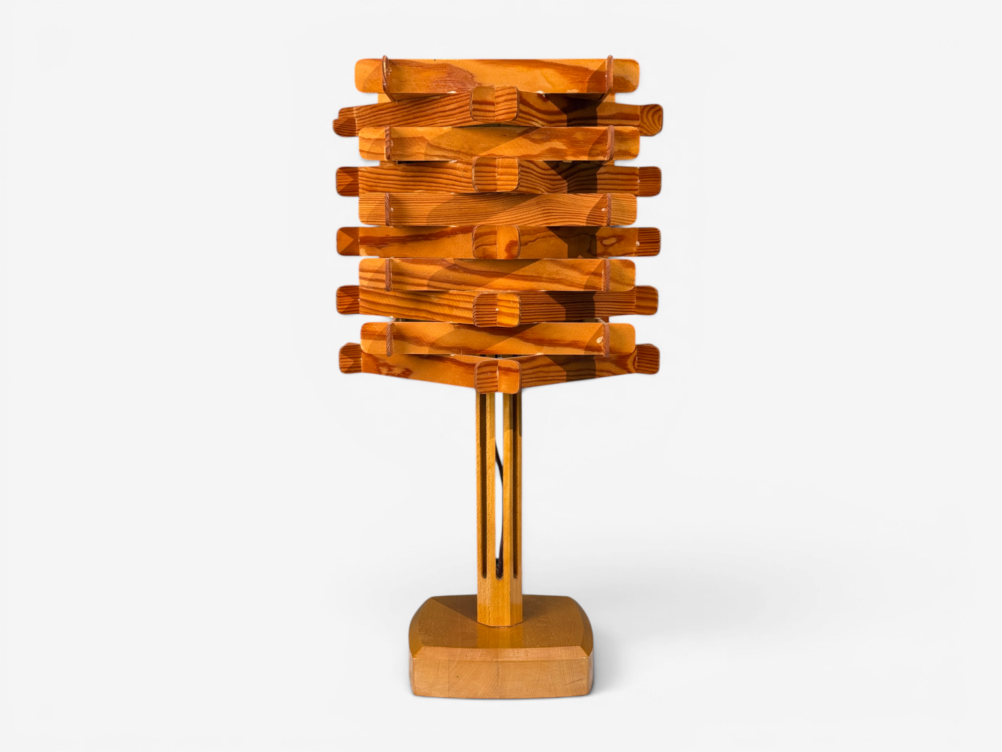 Swedish Modern, Large Table Lamp, Lacquered Pine, Sweden, 1970s