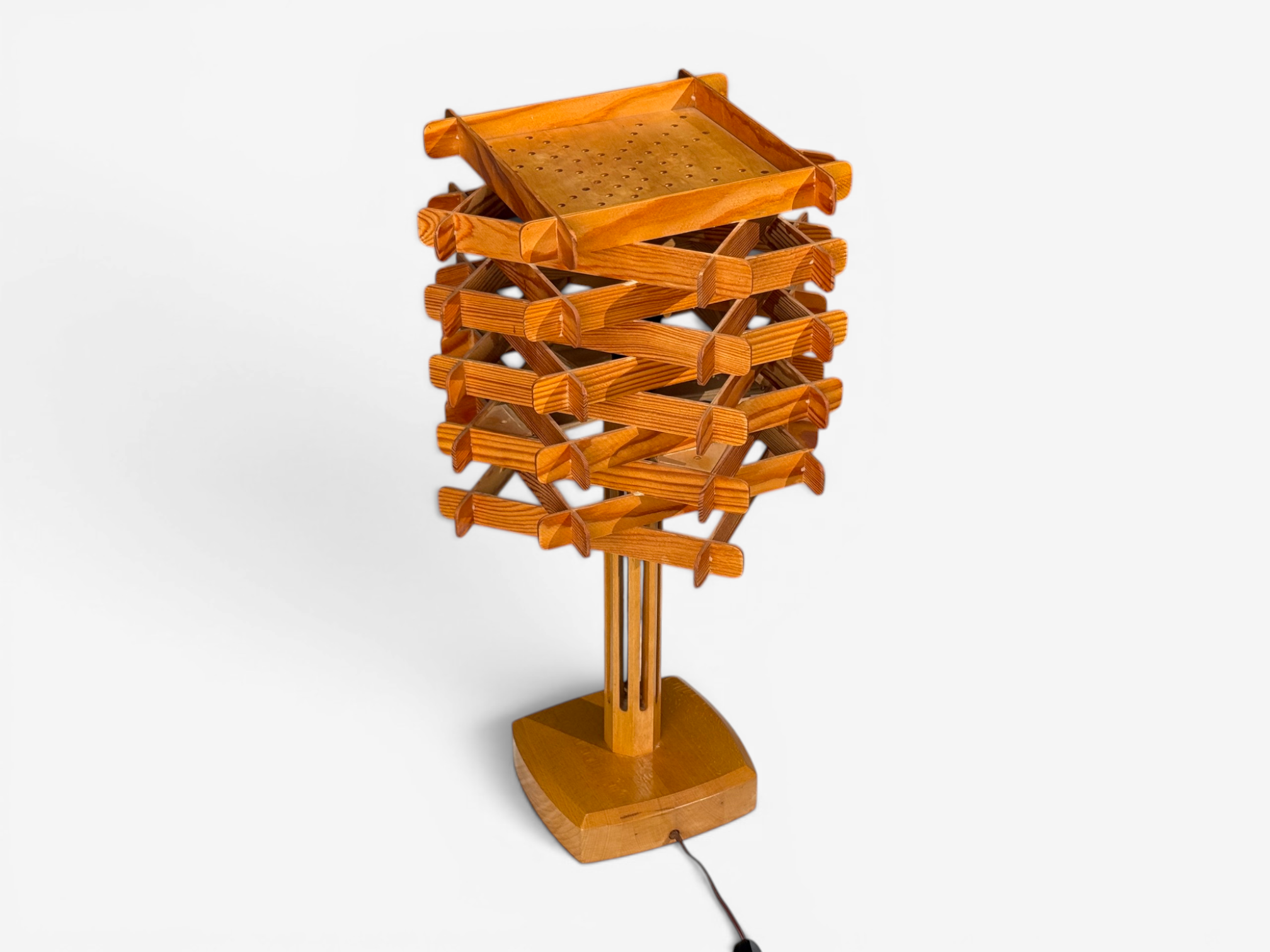 Swedish Modern, Large Table Lamp, Lacquered Pine, Sweden, 1970s