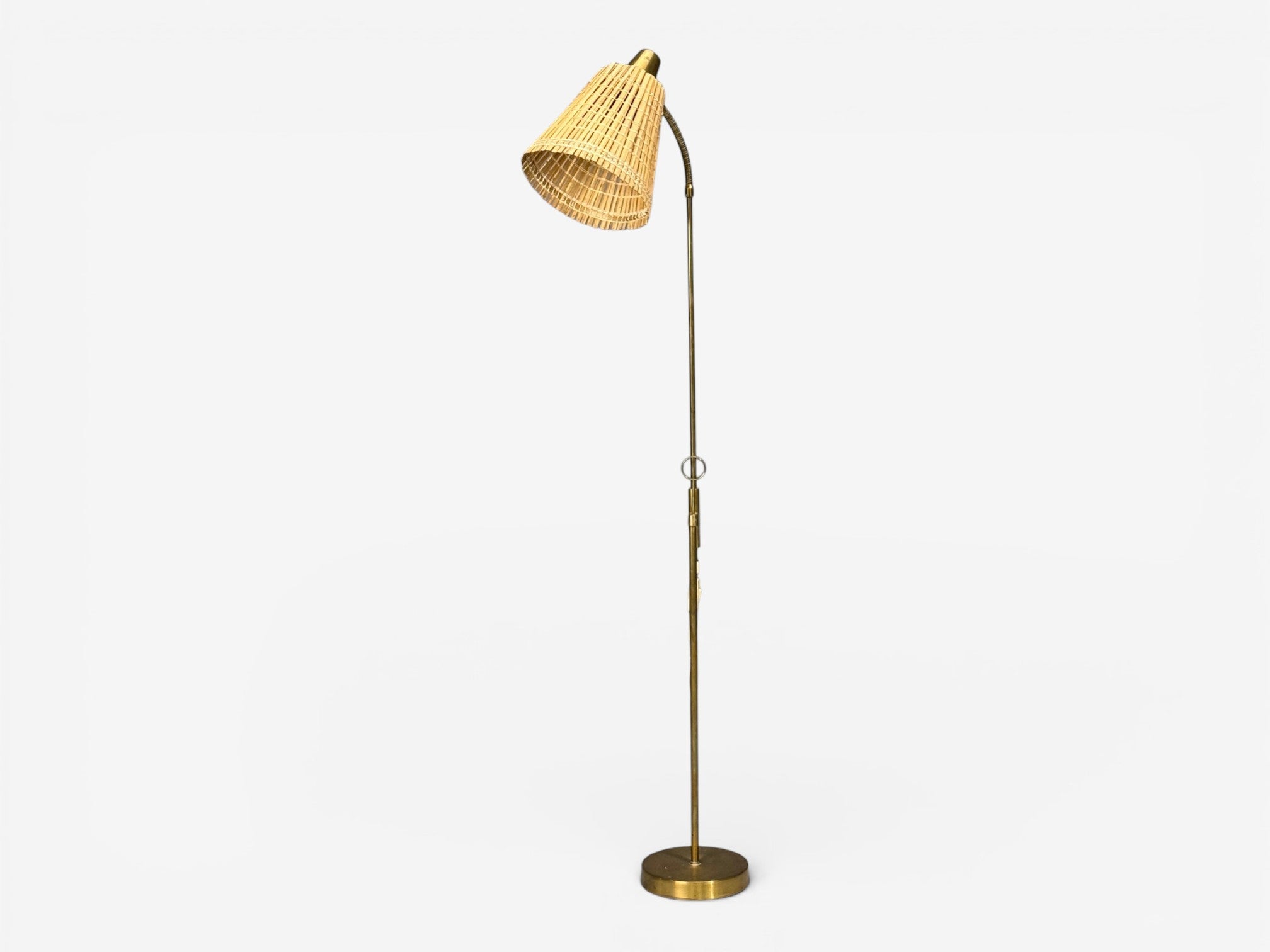 Falkenbergs Belysning, Adjustable Floor Lamp, Brass, Bamboo, Sweden, 1960s