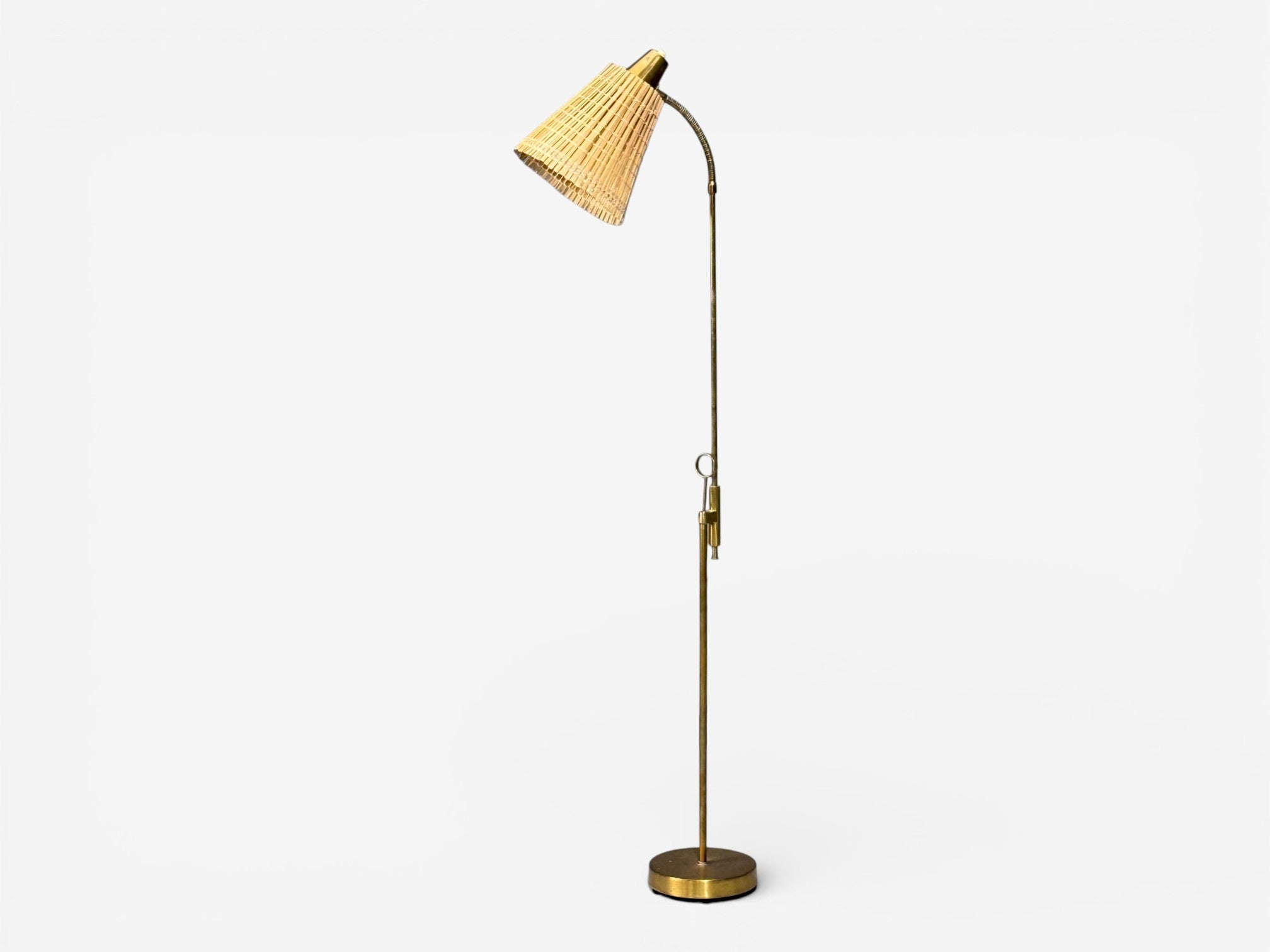 Falkenbergs Belysning, Adjustable Floor Lamp, Brass, Bamboo, Sweden, 1960s