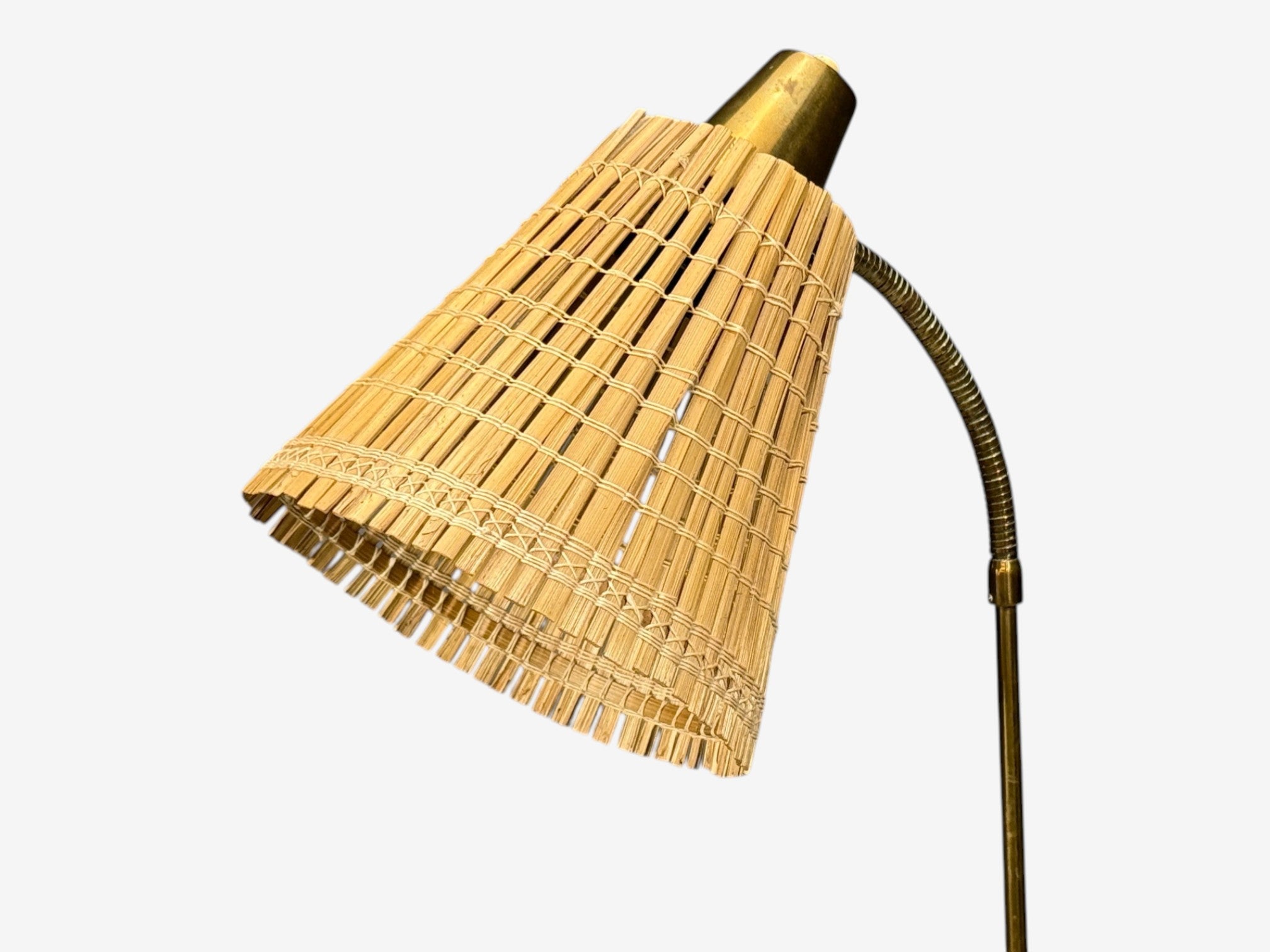 Falkenbergs Belysning, Adjustable Floor Lamp, Brass, Bamboo, Sweden, 1960s